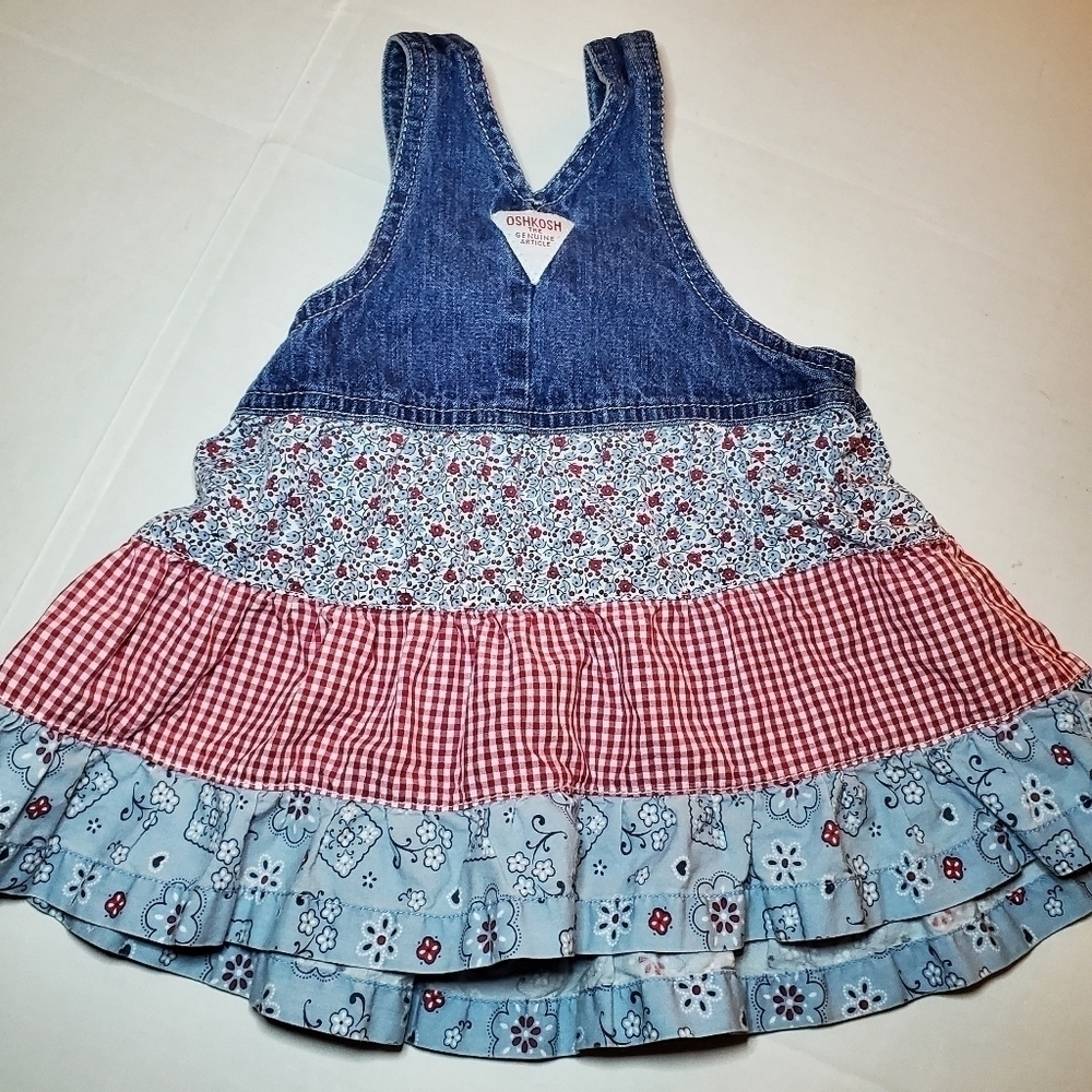 Vintage OshKosh Tier Overall Jumper Dress Sz 3-6 M - Picture 4 of 6